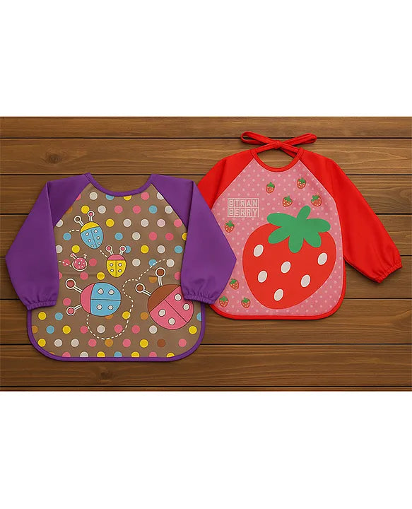 KIDS BASIC Long Sleeve Bibs, Waterproof Baby Bibs, Toddler Sleeved Bib, Baby Smock for Eating Feeding
