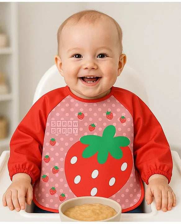 KIDS BASIC Long Sleeve Bibs, Waterproof Baby Bibs, Toddler Sleeved Bib, Baby Smock for Eating Feeding