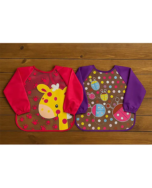 KIDS BASIC Long Sleeve Bibs, Waterproof Baby Bibs, Toddler Sleeved Bib, Baby Smock for Eating Feeding