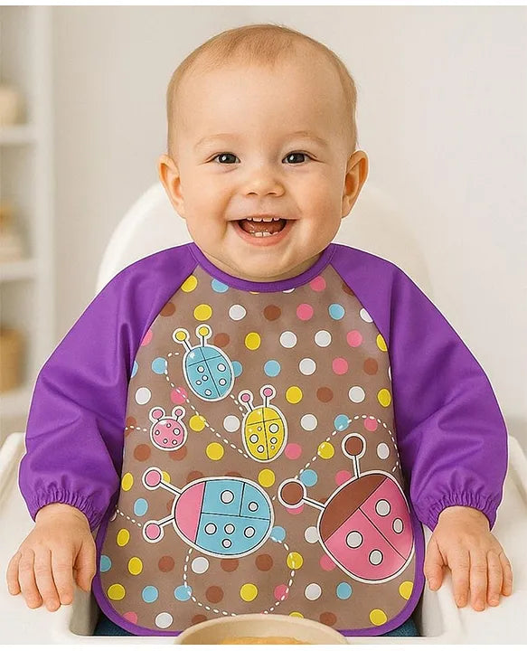 KIDS BASIC Long Sleeve Bibs, Waterproof Baby Bibs, Toddler Sleeved Bib, Baby Smock for Eating Feeding