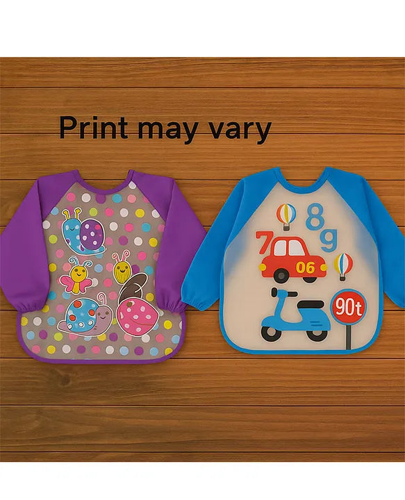 KIDS BASIC Long Sleeve Bibs, Waterproof Baby Bibs, Toddler Sleeved Bib, Baby Smock for Eating Feeding