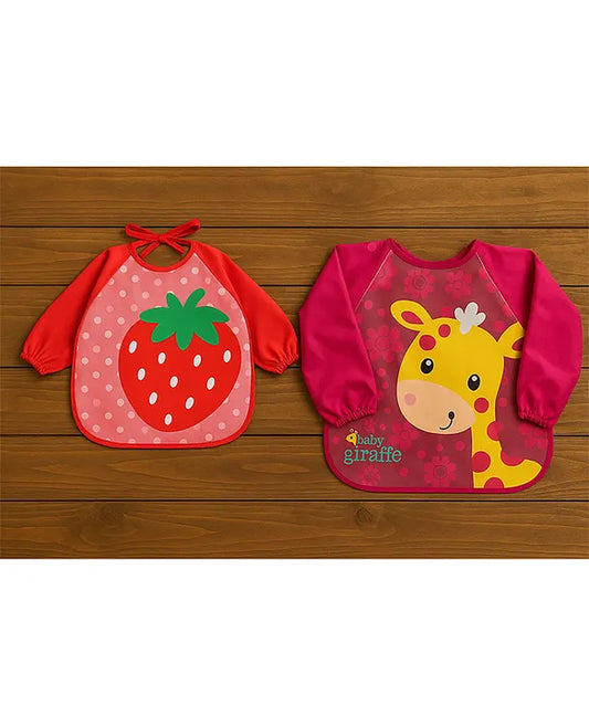KIDS BASIC Long Sleeve Bibs, Waterproof Baby Bibs, Toddler Sleeved Bib, Baby Smock for Eating Feeding