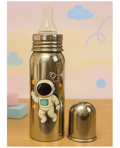 KIDS BASIC Baby Feeding Bottle, Steel Body with Nipple & Cap 250 ml