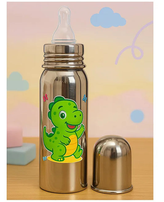 KIDS BASIC Baby Feeding Bottle, Steel Body with Nipple & Cap 250 ml