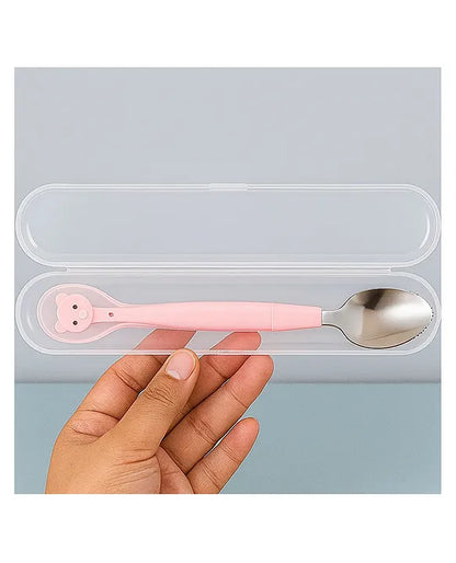 KIDS BASIC 2 In 1 Spoon Fruit Scrapping One Side and Other Soft Silicone Spoon- Green