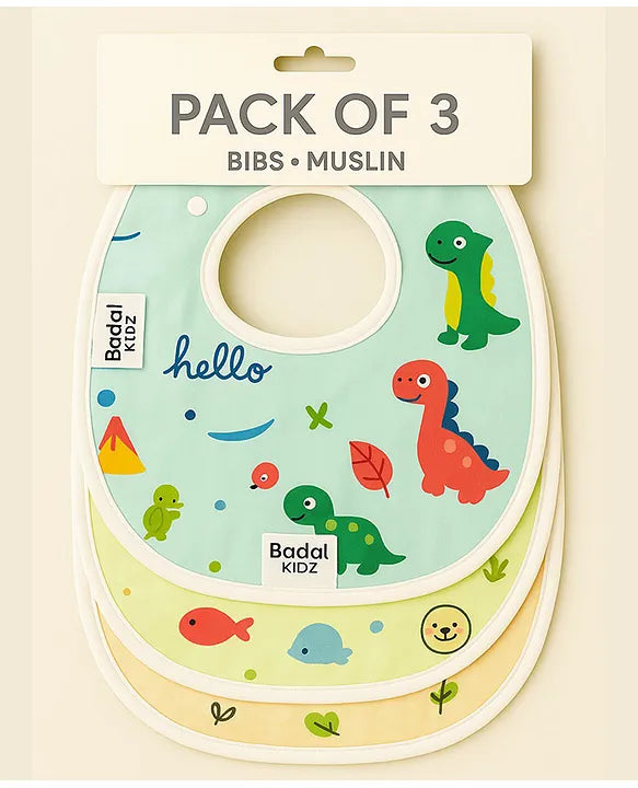 KIDS BASIC Muslin Button Bibs For Baby- Assorted Colours