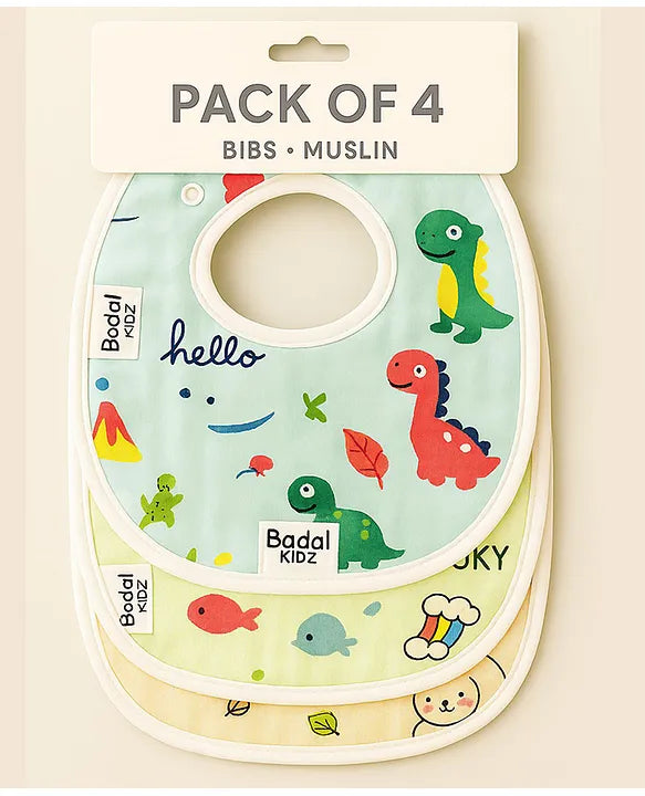 KIDS BASIC Muslin Button Bibs For Baby- Assorted Colours