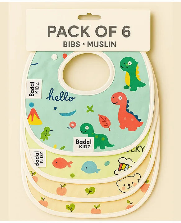 KIDS BASIC Muslin Button Bibs For Baby- Assorted Colours