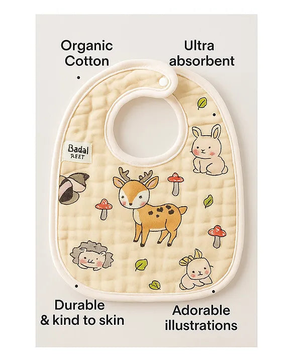 KIDS BASIC Muslin Button Bibs For Baby- Assorted Colours