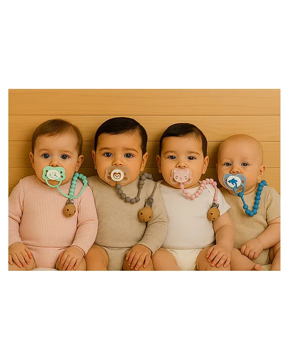 KIDS BASIC Stylish Baby Pacifier with Clip Chain - Soft, Safe & BPA-Free