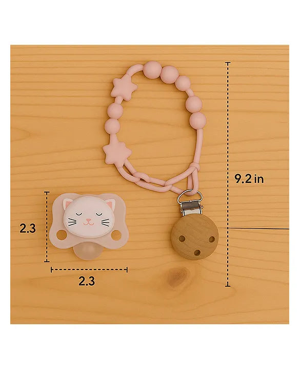 KIDS BASIC Stylish Baby Pacifier with Clip Chain - Soft, Safe & BPA-Free (pack of 2)