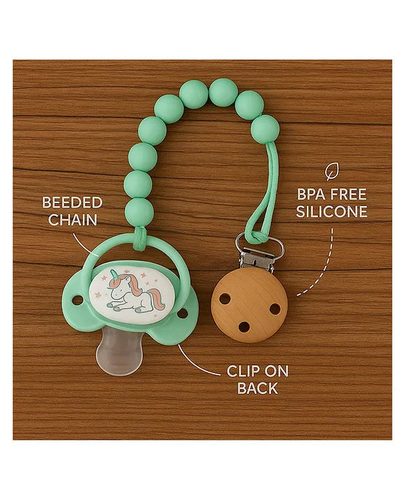 KIDS BASIC Stylish Baby Pacifier with Clip Chain - Soft, Safe & BPA-Free (pack of 2)