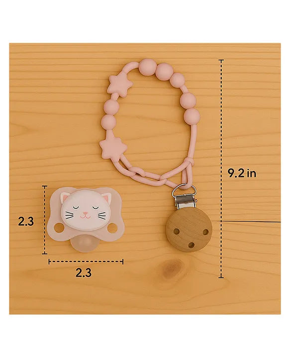 KIDS BASIC Stylish Baby Pacifier with Clip Chain - Soft, Safe & BPA-Free (pack of 2)