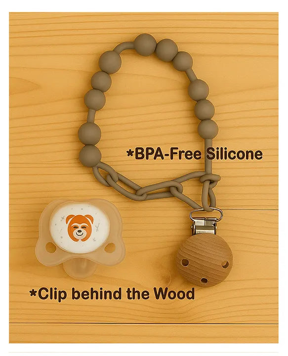 KIDS BASIC Stylish Baby Pacifier with Clip Chain - Soft, Safe & BPA-Free (pack of 2)