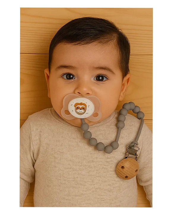 KIDS BASIC Stylish Baby Pacifier with Clip Chain - Soft, Safe & BPA-Free (pack of 2)