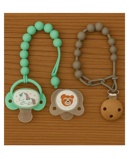 KIDS BASIC Stylish Baby Pacifier with Clip Chain - Soft, Safe & BPA-Free (pack of 2)