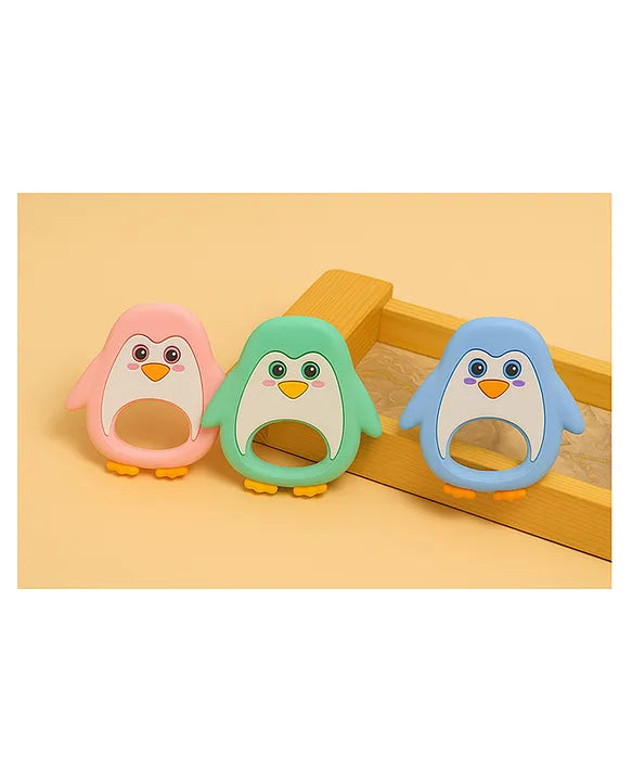 KIDS BASIC Penguin Shape Silicone Teether , BPA Free & Safe for Babies (Pack of 1)
