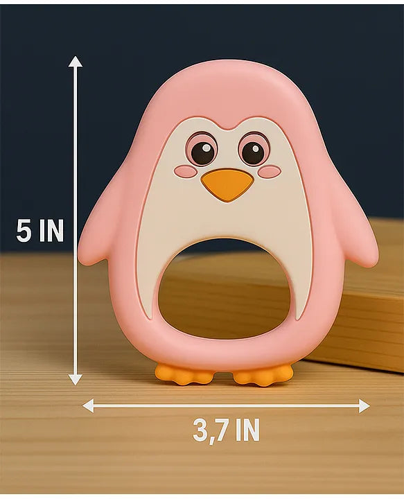 KIDS BASIC Penguin Shape Silicone Teether , BPA Free & Safe for Babies (Pack of 1)