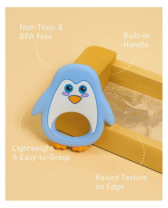 KIDS BASIC Penguin Shape Silicone Teether , BPA Free & Safe for Babies (Pack of 1)