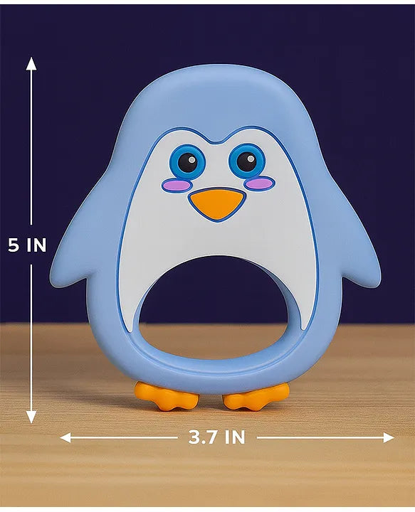 KIDS BASIC Penguin Shape Silicone Teether , BPA Free & Safe for Babies (Pack of 1)