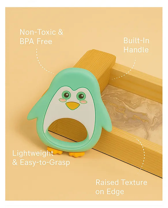 KIDS BASIC Penguin Shape Silicone Teether , BPA Free & Safe for Babies (Pack of 1)