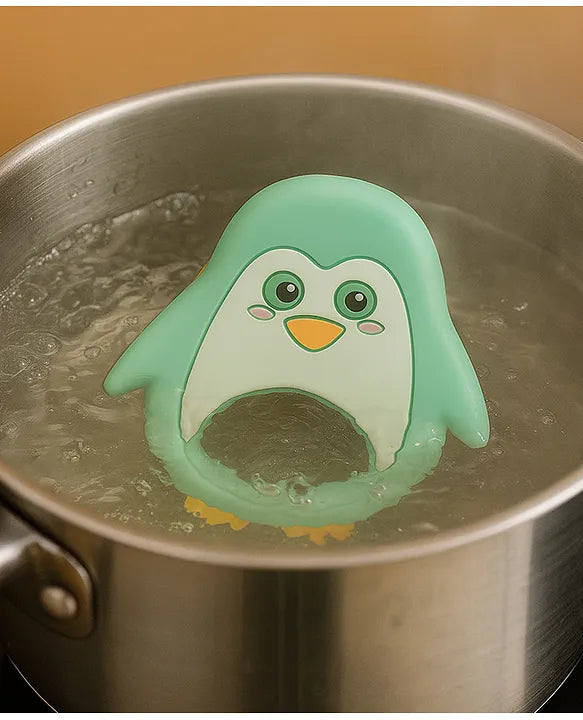 KIDS BASIC Penguin Shape Silicone Teether , BPA Free & Safe for Babies (Pack of 1)