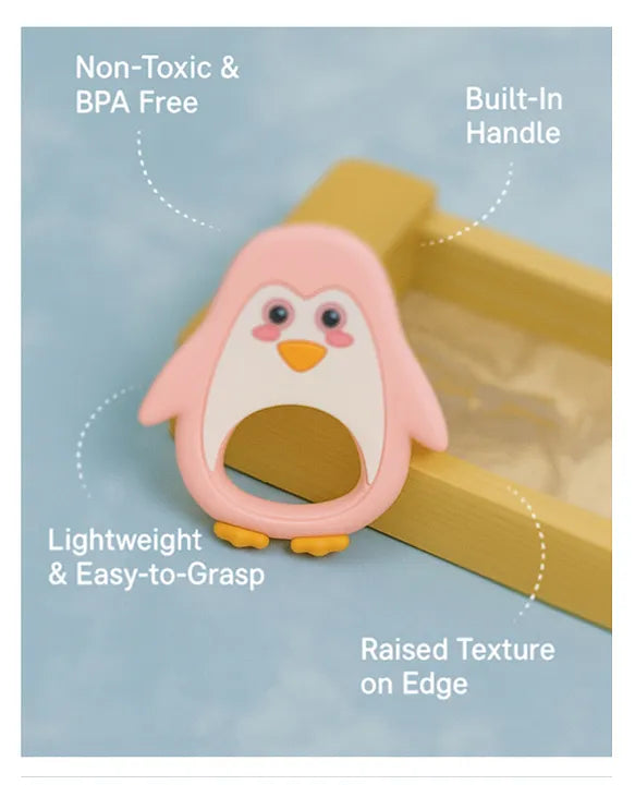 KIDS BASIC Dinosaur Shape & Reindeer Shape Silicone Teether , BPA Free & Safe for Babies (Pack of 2)