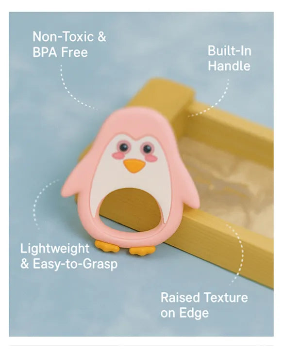 KIDS BASIC Dinosaur Shape & Reindeer Shape Silicone Teether , BPA Free & Safe for Babies (Pack of 2)