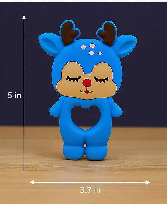 KIDS BASIC Dinosaur Shape & Reindeer Shape Silicone Teether , BPA Free & Safe for Babies (Pack of 2)