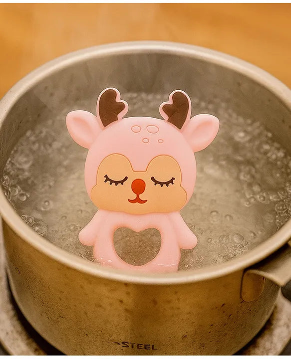 KIDS BASIC Dinosaur Shape & Reindeer Shape Silicone Teether , BPA Free & Safe for Babies (Pack of 2)