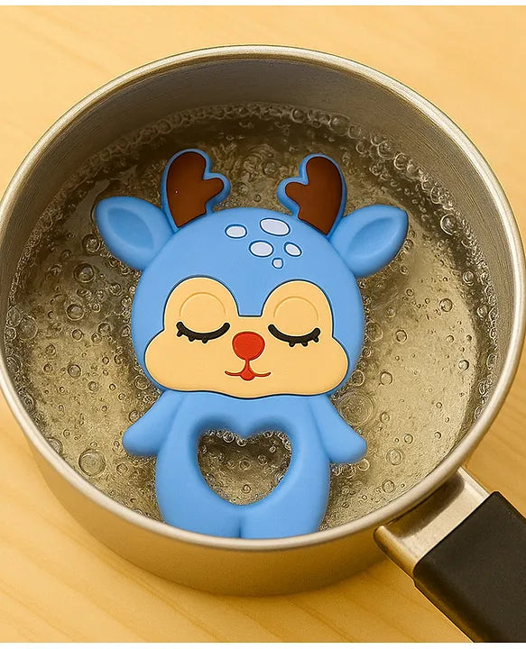 KIDS BASIC Dinosaur Shape & Reindeer Shape Silicone Teether , BPA Free & Safe for Babies (Pack of 2)