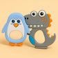 KIDS BASIC Dinosaur Shape & Reindeer Shape Silicone Teether , BPA Free & Safe for Babies (Pack of 2)