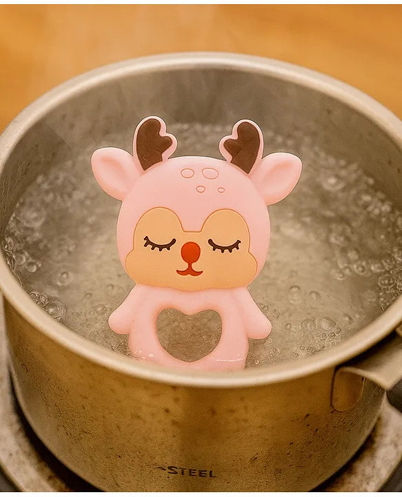 KIDS BASIC Dinosaur Shape & Reindeer Shape Silicone Teether , BPA Free & Safe for Babies (Pack of 2)