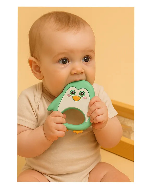 KIDS BASIC Dinosaur Shape & Reindeer Shape Silicone Teether , BPA Free & Safe for Babies (Pack of 2)