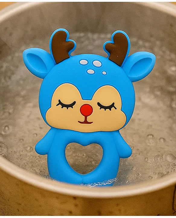 KIDS BASIC Dinosaur Shape & Reindeer Shape Silicone Teether , BPA Free & Safe for Babies (Pack of 2)