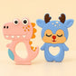 KIDS BASIC Dinosaur Shape & Reindeer Shape Silicone Teether , BPA Free & Safe for Babies (Pack of 2)