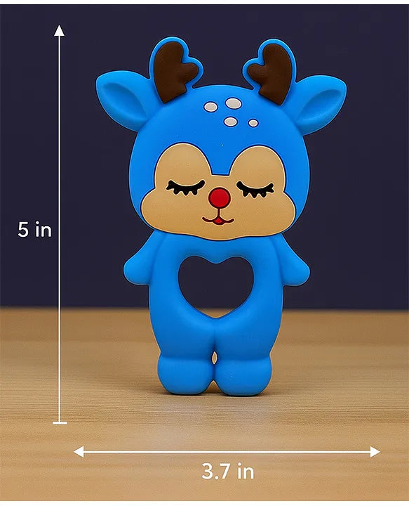 KIDS BASIC Dinosaur Shape & Reindeer Shape Silicone Teether , BPA Free & Safe for Babies (Pack of 2)