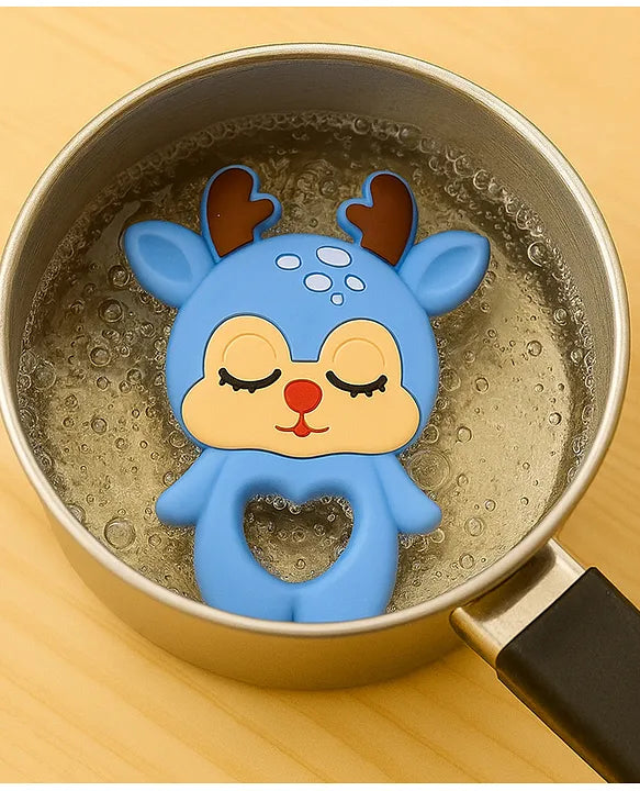 KIDS BASIC Dinosaur Shape & Reindeer Shape Silicone Teether , BPA Free & Safe for Babies (Pack of 2)