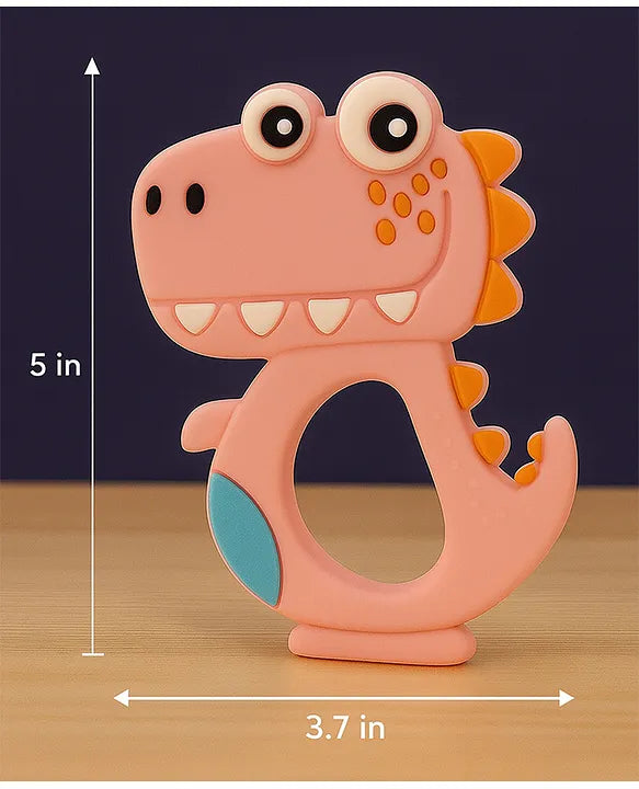 KIDS BASIC Dinosaur Shape & Reindeer Shape Silicone Teether , BPA Free & Safe for Babies (Pack of 2)