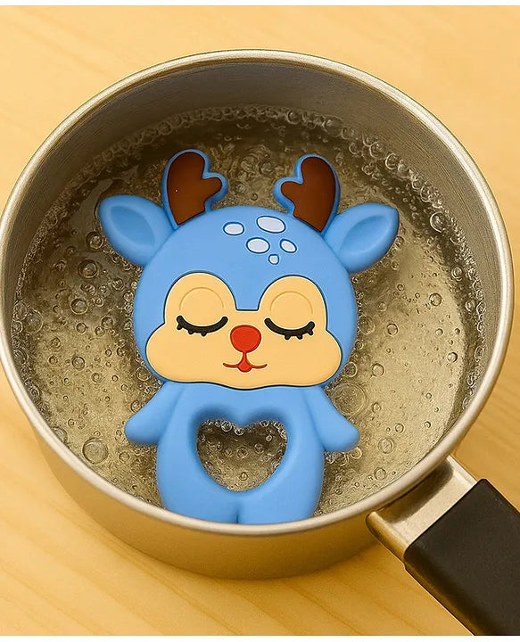 KIDS BASIC Dinosaur Shape & Reindeer Shape Silicone Teether , BPA Free & Safe for Babies (Pack of 2)