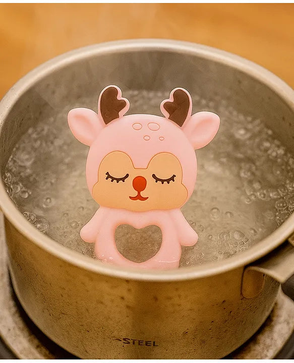 KIDS BASIC Dinosaur Shape & Reindeer Shape Silicone Teether , BPA Free & Safe for Babies (Pack of 2)