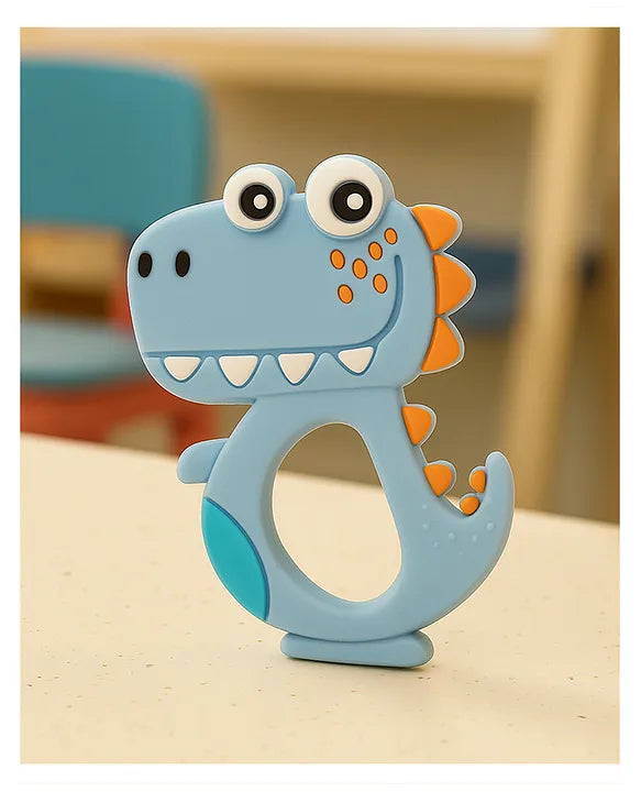 KIDS BASIC Dinosaur Shape & Reindeer Shape Silicone Teether , BPA Free & Safe for Babies (Pack of 2)