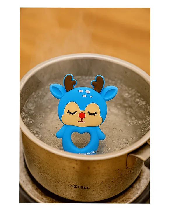 KIDS BASIC Dinosaur Shape & Reindeer Shape Silicone Teether , BPA Free & Safe for Babies (Pack of 2)