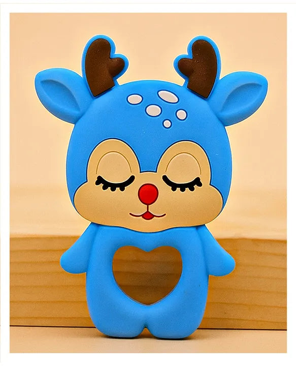 KIDS BASIC Dinosaur Shape & Reindeer Shape Silicone Teether , BPA Free & Safe for Babies (Pack of 2)