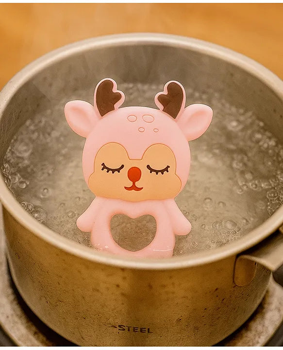 KIDS BASIC Dinosaur Shape & Reindeer Shape Silicone Teether , BPA Free & Safe for Babies (Pack of 2)