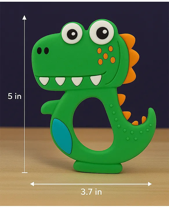 KIDS BASIC Dinosaur Shape & Reindeer Shape Silicone Teether , BPA Free & Safe for Babies (Pack of 2)