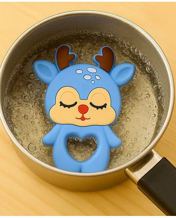 KIDS BASIC Dinosaur Shape & Reindeer Shape Silicone Teether , BPA Free & Safe for Babies (Pack of 2)