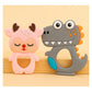KIDS BASIC Dinosaur Shape & Reindeer Shape Silicone Teether , BPA Free & Safe for Babies (Pack of 2)