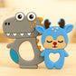 KIDS BASIC Dinosaur Shape & Reindeer Shape Silicone Teether , BPA Free & Safe for Babies (Pack of 2)