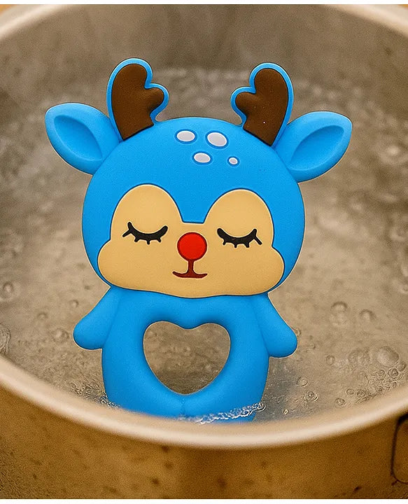 KIDS BASIC Dinosaur Shape & Reindeer Shape Silicone Teether , BPA Free & Safe for Babies (Pack of 2)